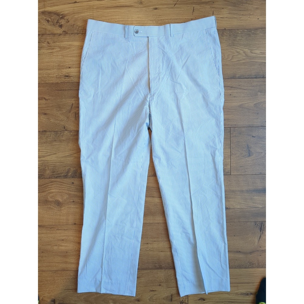 NWT Romualdo‎ Crittenden Mens (38x30) Silk Cotton Blend Blue White Striped Pants